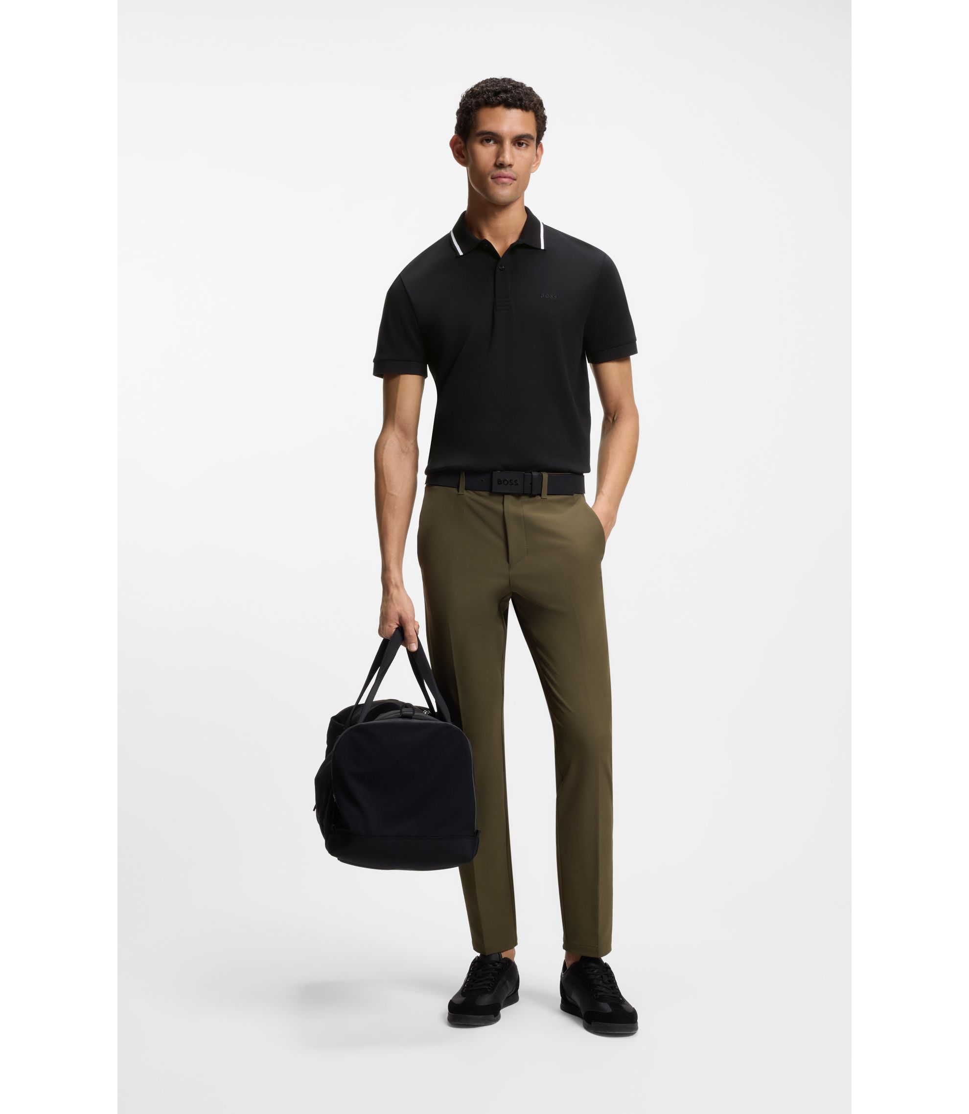 BOSS - Paddy slim-fit polo shirt in interlock cotton - Black