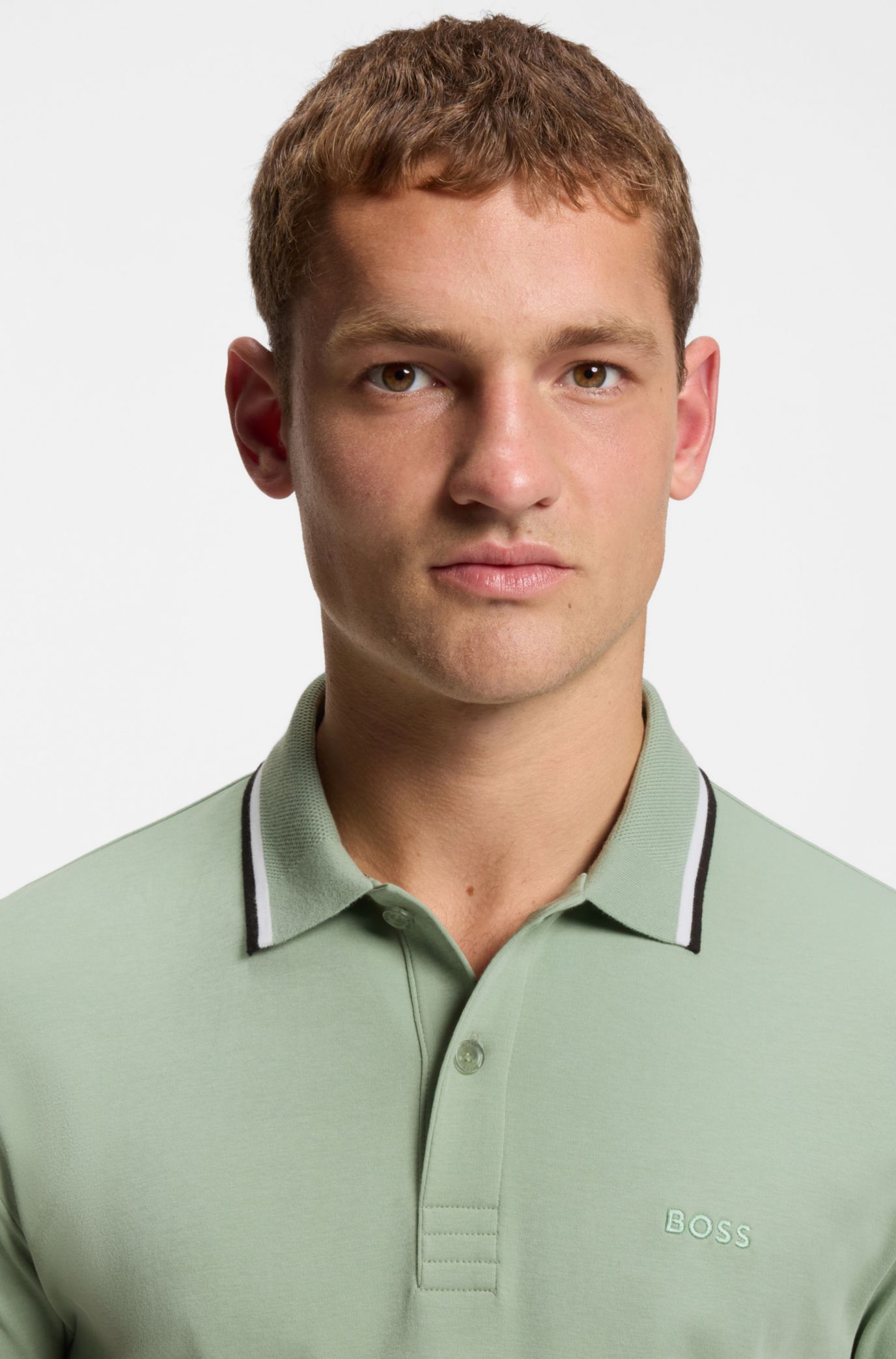 BOSS - Paddy slim-fit polo shirt in interlock cotton - Light Green