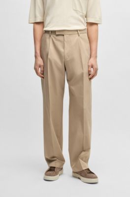 BOSS x Shohei Ohtani Trousers in water-repellent cotton twill, Light Beige