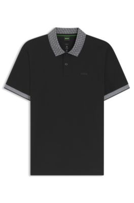 Paddy polo shirt in stretch-cotton piqu&eacute;, Black