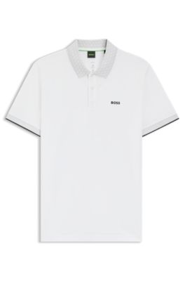 Paddy polo shirt in stretch-cotton piqu&eacute;, White