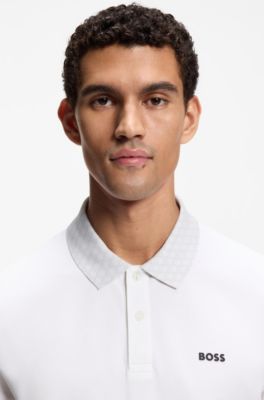 Paddy polo shirt in stretch-cotton piqu&eacute;, White