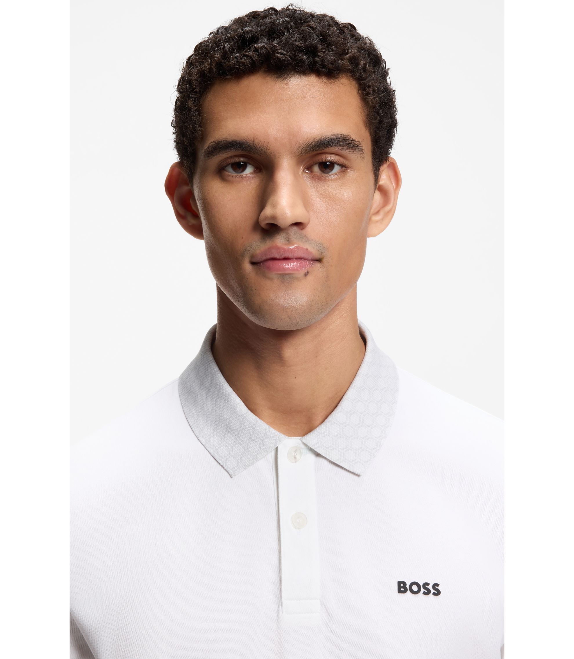 BOSS - Paddy polo shirt in stretch-cotton piqué - White