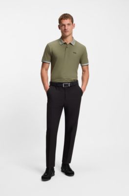Paddy polo shirt in stretch-cotton piqu&eacute;, Khaki