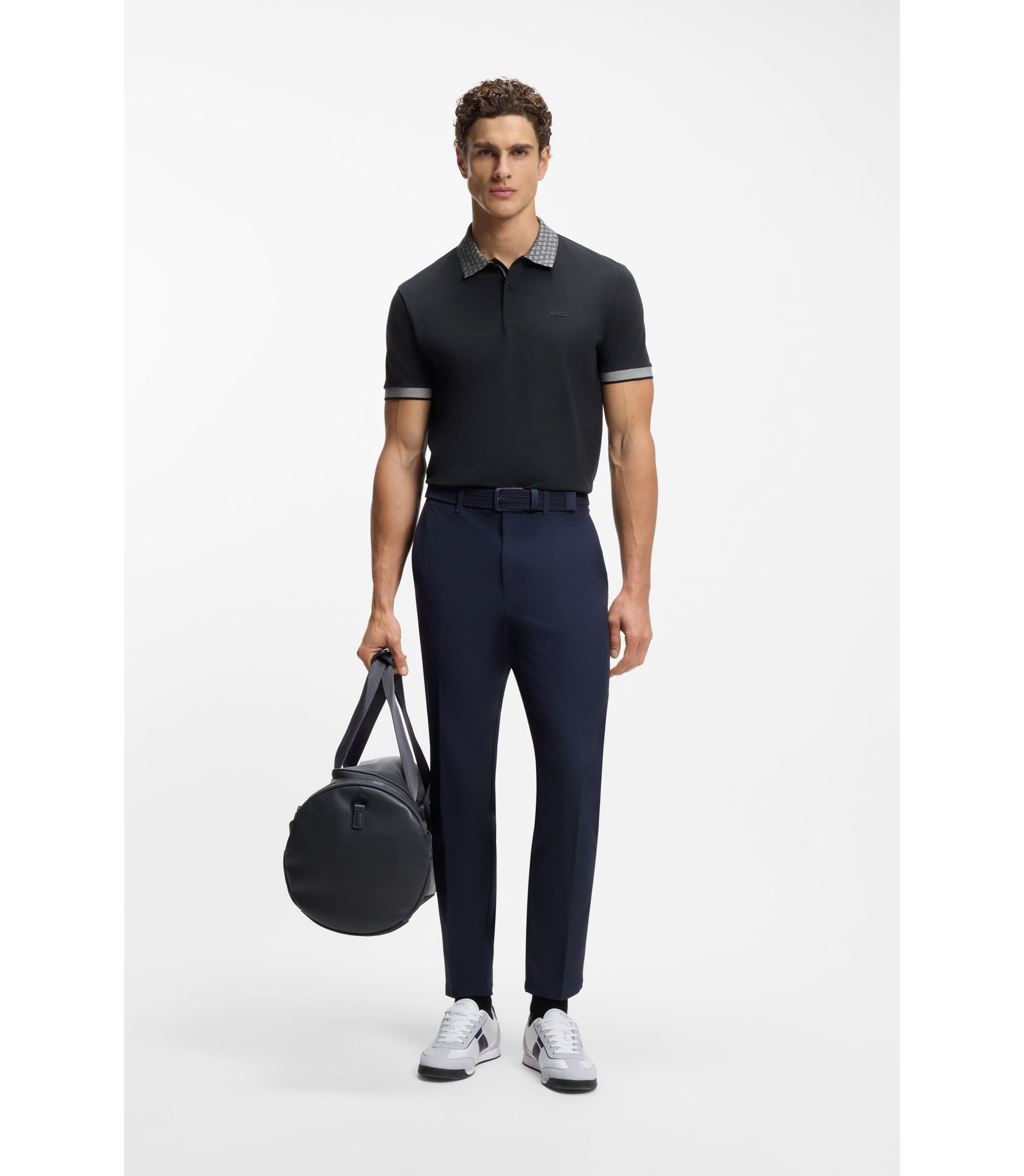 Hugo BOSS Paddy Pro ネイビー ポロシャツ BOSS - Paddy polo shirt in stretch-cotton piqué - Dark Blue