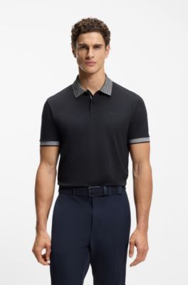 Paddy polo shirt in stretch-cotton piqu&eacute;, Dark Blue