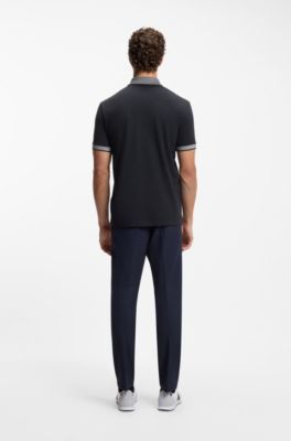 Paddy polo shirt in stretch-cotton piqu&eacute;, Dark Blue