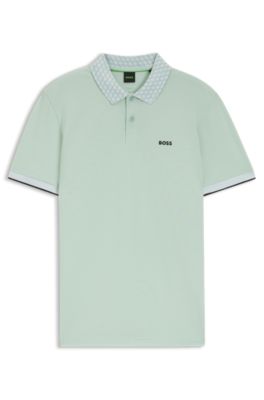 Paddy polo shirt in stretch-cotton piqu&eacute;, Turquoise