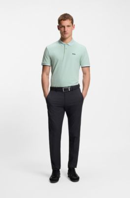 Polo Paddy de algod&oacute;n el&aacute;stico con control de la humedad, Turquesa