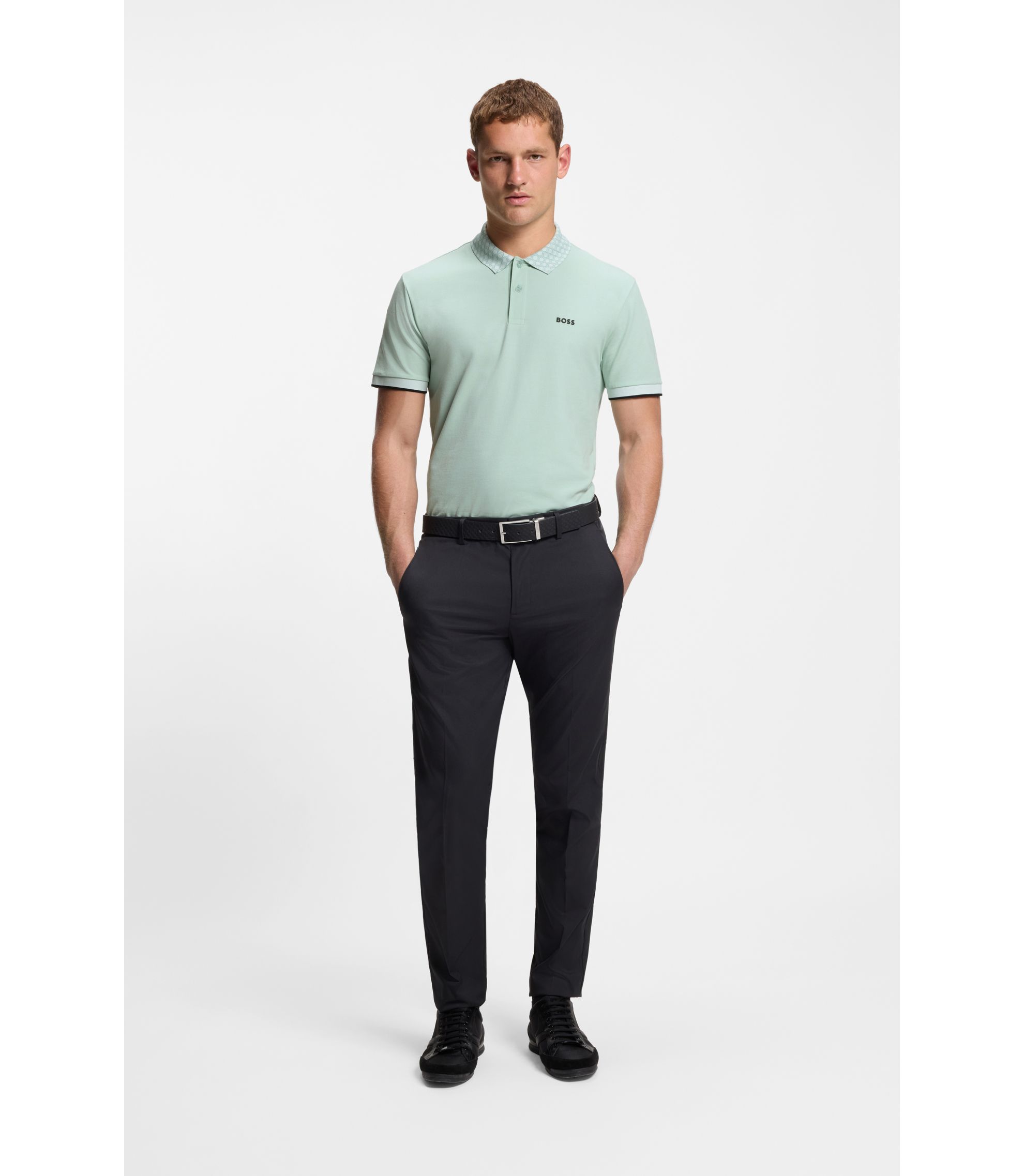 BOSS - Paddy polo shirt in stretch-cotton piqué - Turquoise