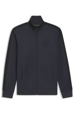 Sudadera relaxed fit con escudo con logo, Azul oscuro