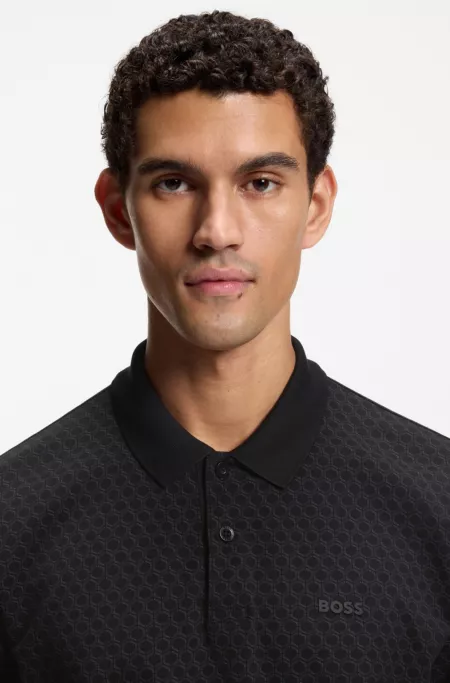 Printed polo shirt in cotton piqué