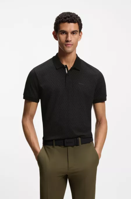 Printed polo shirt in cotton piqué