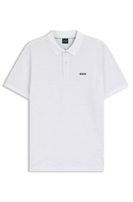 Printed polo shirt in cotton piqué