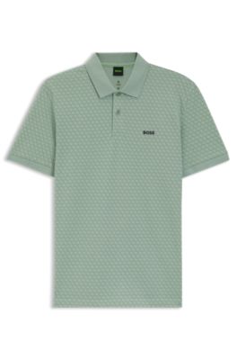 Printed polo shirt in cotton piqu&eacute;, Light Green