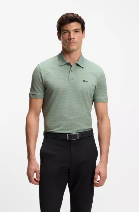 Printed polo shirt in cotton piqué