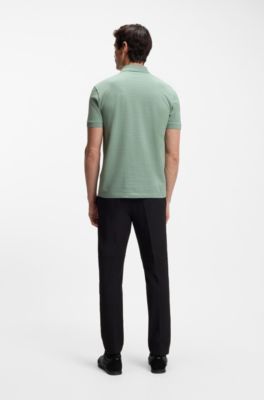 Polo en piqu&eacute; de coton avec motif imprim&eacute;, Chaux