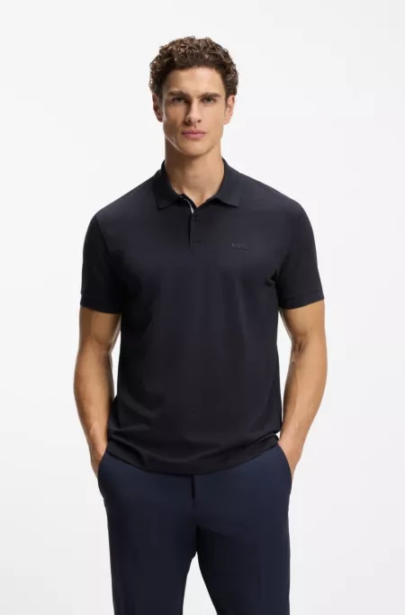 Printed polo shirt in cotton piqué
