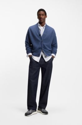 Suede-trim trainers with Double B monogram, Dark Grey