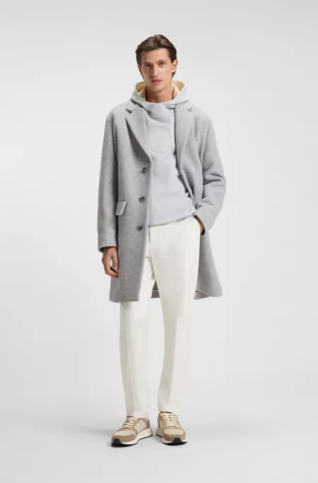 Suede-trim trainers with Double B monogram