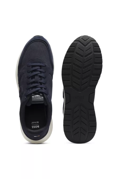 Suede-trim trainers with Double B monogram