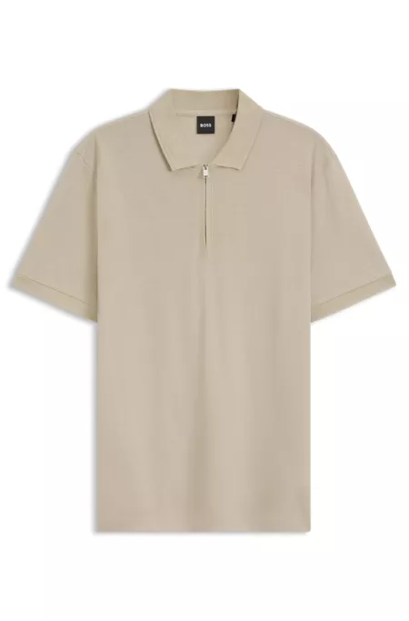 Zip-placket polo shirt in a cotton blend