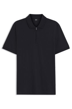 Zip-placket polo shirt in a cotton blend