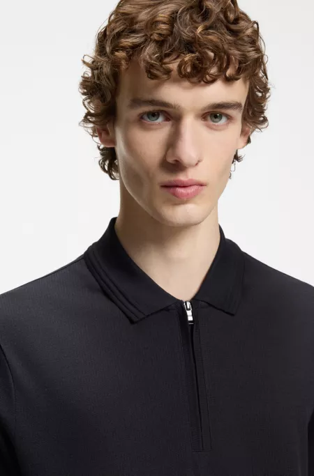 Zip-placket polo shirt in a cotton blend
