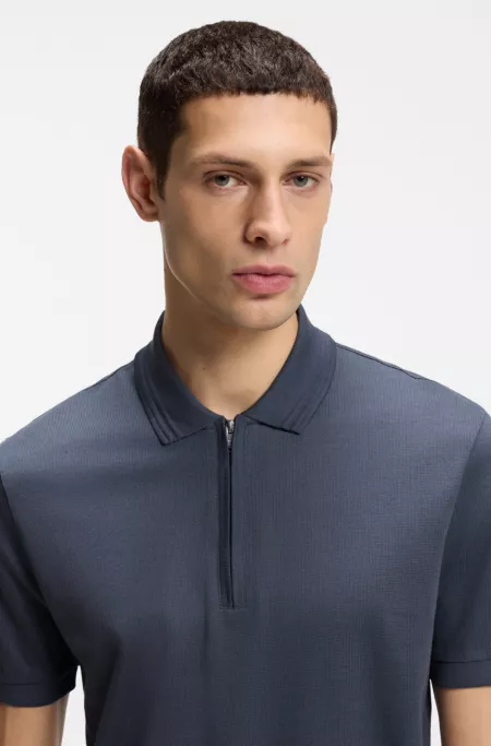 Zip-placket polo shirt in a cotton blend