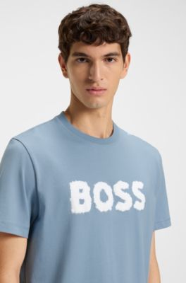 Logo-artwork T-shirt in cotton jersey, Light Blue