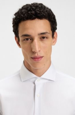 Wrinkle-resistant regular-fit shirt in Oxford cotton, White