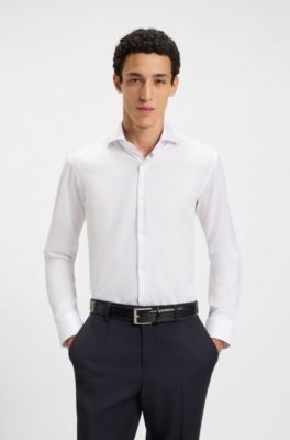 Wrinkle-resistant regular-fit shirt in Oxford cotton, White