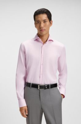 Camisa regular fit de algod&oacute;n Oxford resistente a las arrugas, Rosa claro