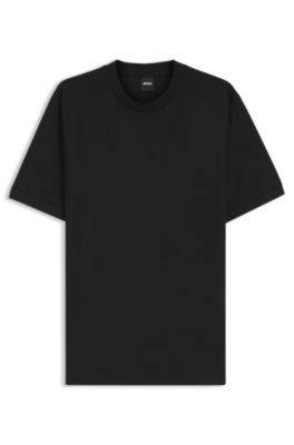 Regular-fit T-shirt in a mercerised cotton blend, Black