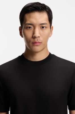 Camiseta regular fit de algod&oacute;n mercerizado, Negro