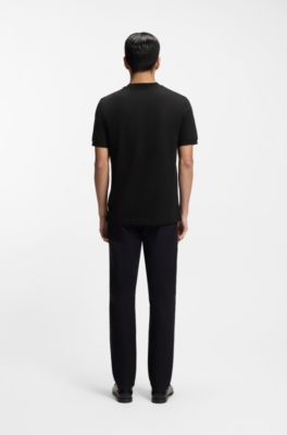 Regular-fit T-shirt in a mercerised cotton blend, Black