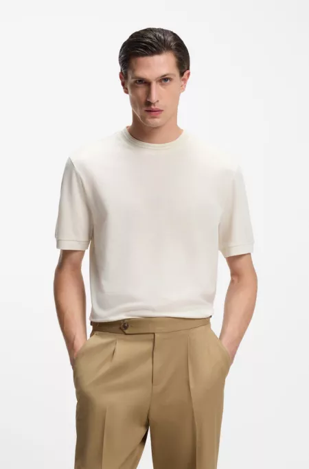 Regular-fit T-shirt in a mercerised cotton blend