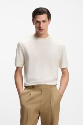 Regular-fit T-shirt in a mercerised cotton blend, White