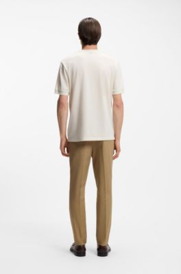 T-shirt Regular en coton m&eacute;lang&eacute; merceris&eacute;, Blanc