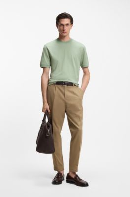 T-shirt Regular en coton m&eacute;lang&eacute; merceris&eacute;, Chaux