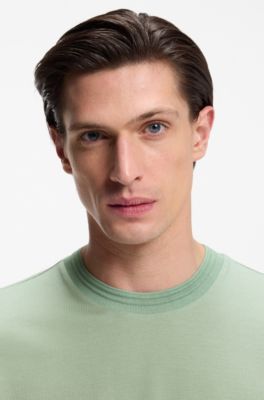 Regular-fit T-shirt in a mercerised cotton blend, Light Green