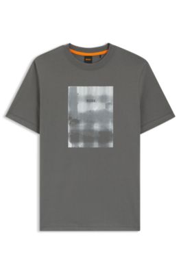 Camiseta de punto de algod&oacute;n con ilustraci&oacute;n estampada, Gris claro