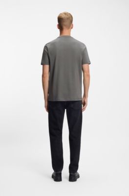 Camiseta de punto de algod&oacute;n con ilustraci&oacute;n estampada, Gris claro