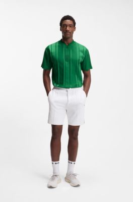 Textured-stripe T-shirt in cotton, Green