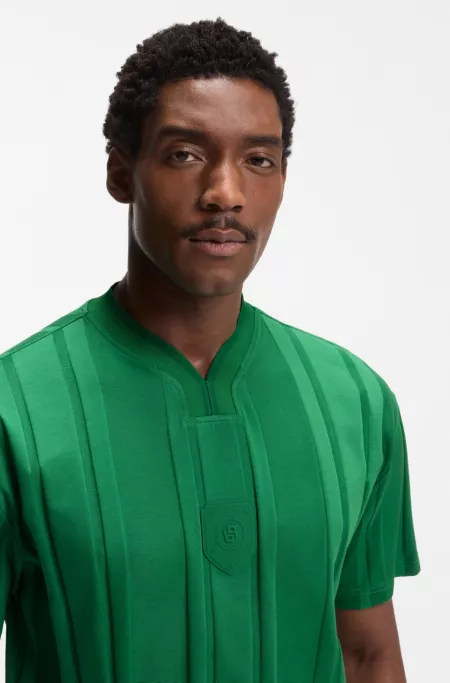 Textured-stripe T-shirt in cotton