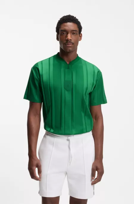 Textured-stripe T-shirt in cotton