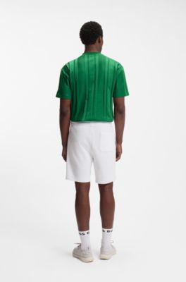 Textured-stripe T-shirt in cotton, Green