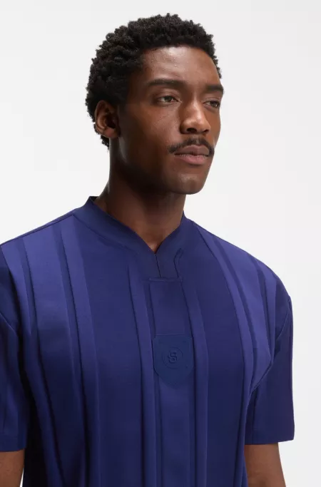 Textured-stripe T-shirt in cotton