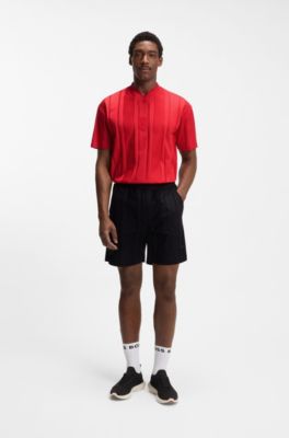 Textured-stripe T-shirt in cotton, Red