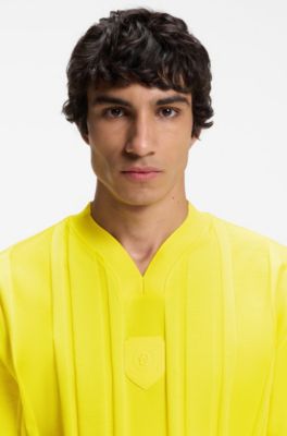 Camiseta de algod&oacute;n a rayas con textura, Amarillo